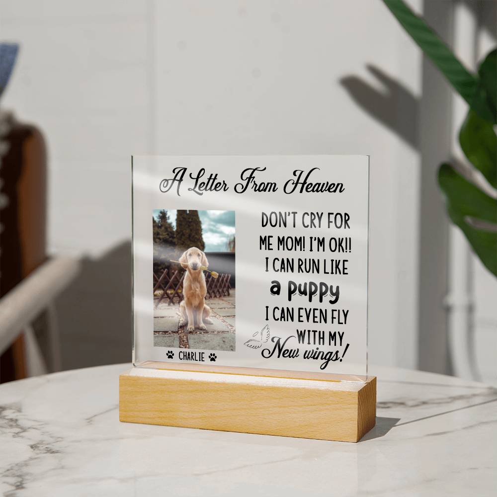 A Letter From Heaven - Dog Memorial Plaque
