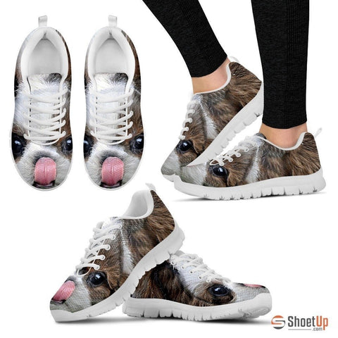 Shih Tzu Printed (Black/White) Running Shoes For Women-Free Shipping