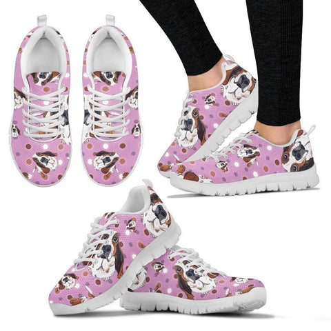 Basset Hound Pattern Print Sneakers For Women- Express Shipping