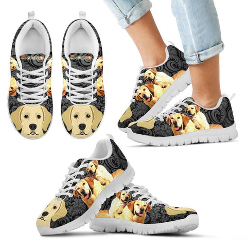 Labrador Retriever On Black Print-Kid's Running Shoes-Free Shipping