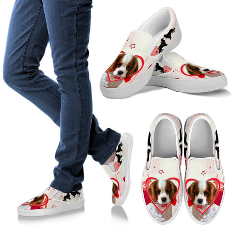 Valentine's Day Special- Cavalier King Charles Spaniel Print Slip Ons For Women- Free Shipping