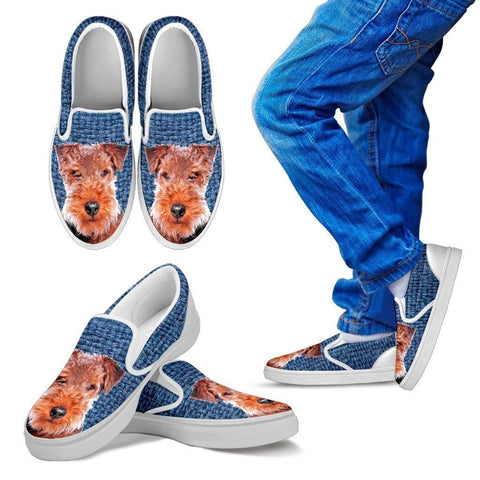 Welsh Terrier Dog Print Slip Ons For Kids-Express Shipping