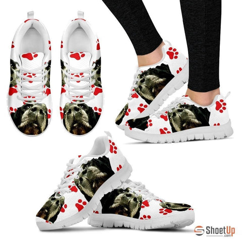 Customized Red Paws Dog Print (Black/White) Running Shoes For Women-Free Shipping