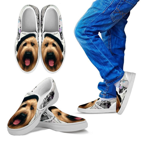 Briard Dog Print Slip Ons For Kids- Express Shipping