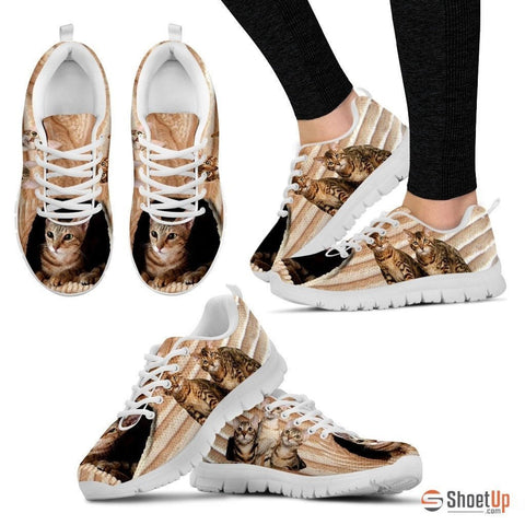 Sokoke Cat Print (White/Black) Running Shoes For Women-Free Shipping