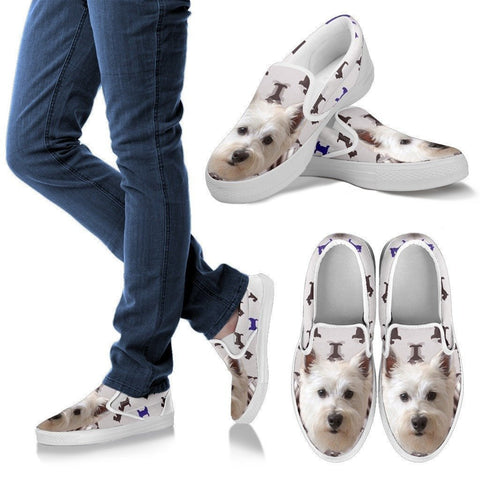 West Highland White Terrier Print Slip Ons For Women- Express Shipping