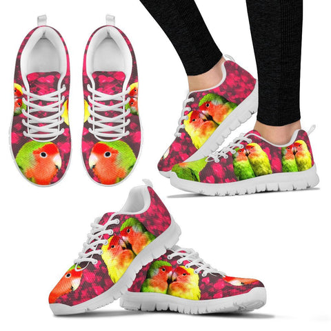 Valentine's Day Special-Rosy-Faced Lovebird Bird On Red Print Running Shoes For Women-Free Shipping