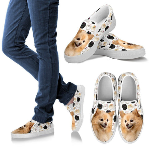 Pomeranian Dog Print Slip Ons For Women-Express Shipping