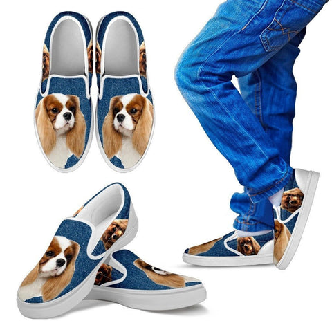 Cavalier King Charles Spaniel Dog Print Slip Ons For Kids-Express Shipping