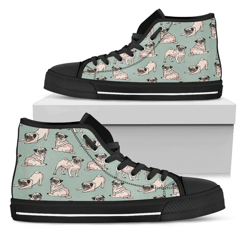 Pug Dog Women's High Top Shoe - Black