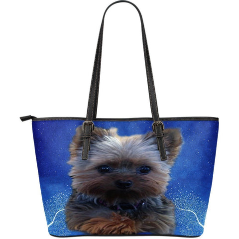 Yorkshire Dog-Large Leather Tote Bag-Free Shipping-Paww-Printz-Merchandise