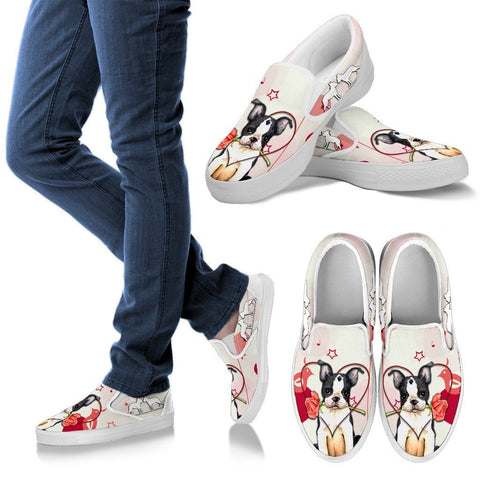 Valentine's Day Special Boston Terrier Print Slip Ons For Women- Free Shipping