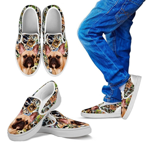 Amazing French Bulldog Print Slip Ons For Kids-Express Shipping