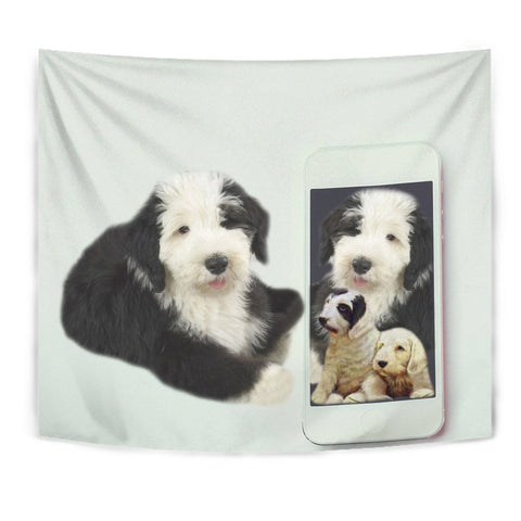 Cute Old English Sheepdog Print Tapestry-Free Shipping