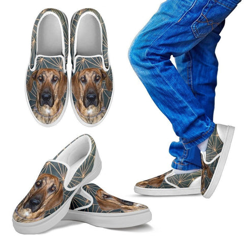 Plott Hound Dog Print Slip Ons For Kids-Express Shipping