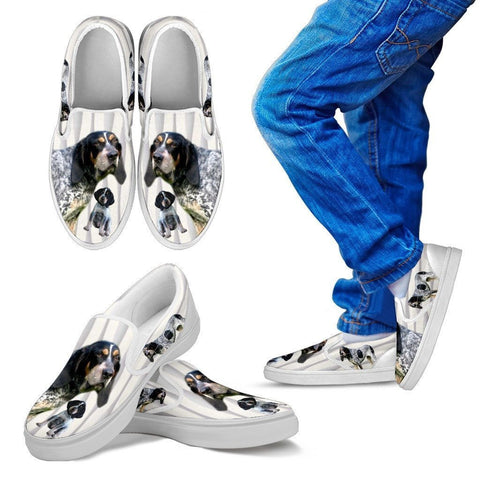 Bluetick Coonhound Print Slip Ons For Kids-Express Shipping