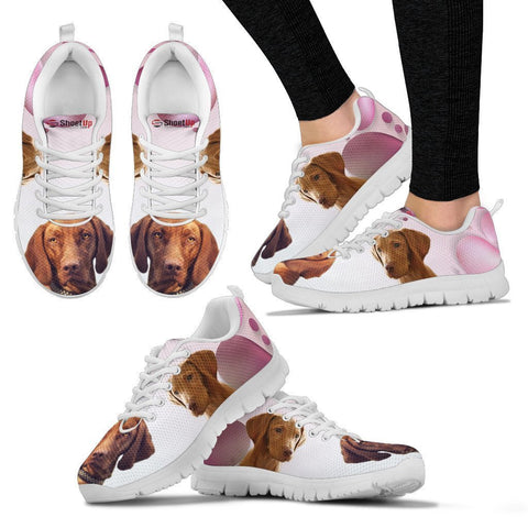 Vizsla Pink White Print Running Shoes For Women-Free Shipping