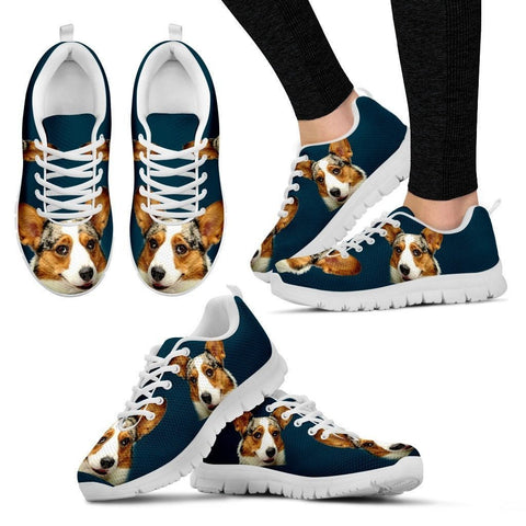 Corgi Print Customized-White Running Shoes For Women-Designed By Christina Jensen