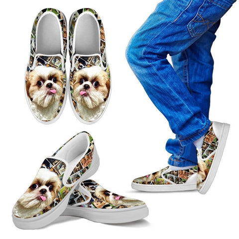 Amazing Shih Tzu Dog Print Slip Ons For Kids-Express Shipping