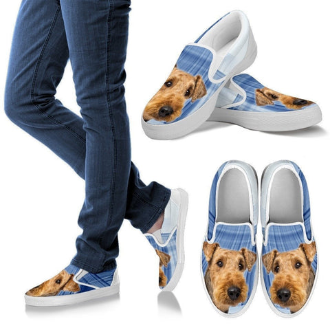 Airedale Terrier Print Slip Ons For Women- Express Shipping