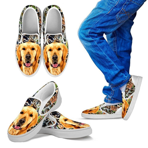 Amazing Golden Retriever  Print Slip Ons For Kids-Express Shipping