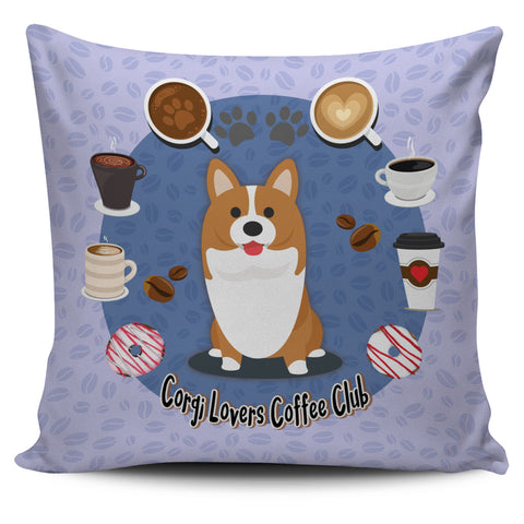 Corgi Lovers Coffee Club Pillow Cover Lilac