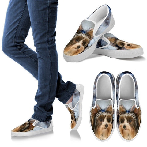 Biewer Terrier Print Slip Ons For Women- Express Shipping