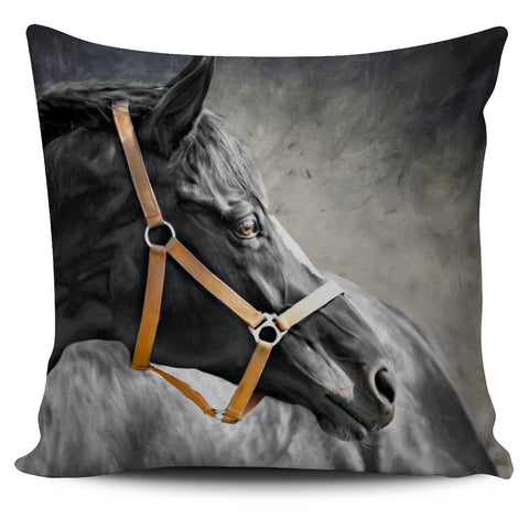 Horse Pillow Cover - Black