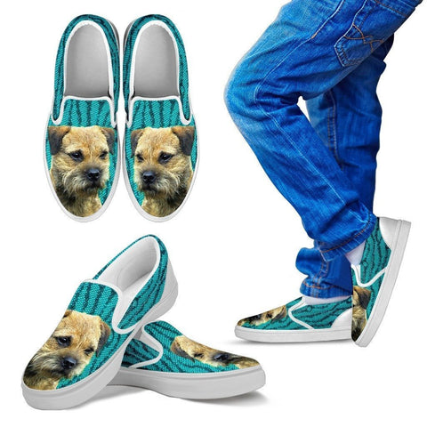 Border Terrier Print Slip Ons For Kids-Express Shipping