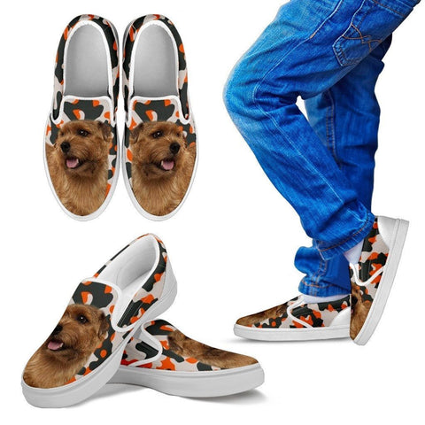 Norfolk Terrier Dog Print Slip Ons For Kids-Express Shipping