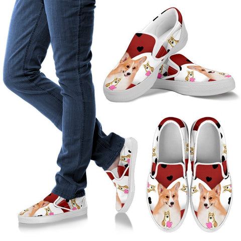 Valentine's Day Special-Pembroke Welsh Corgi Print Slip ons For Women-Free Shipping