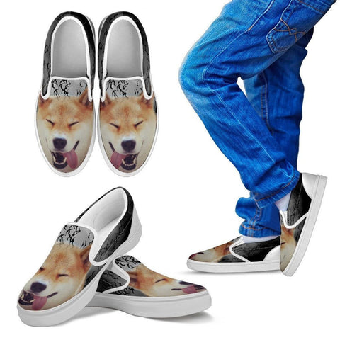 Shiba Inu Print Slip Ons For Kids- Express Shipping