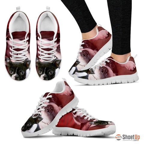 Boston Terrier Puppy Print Running Shoe For Women- Free Shipping