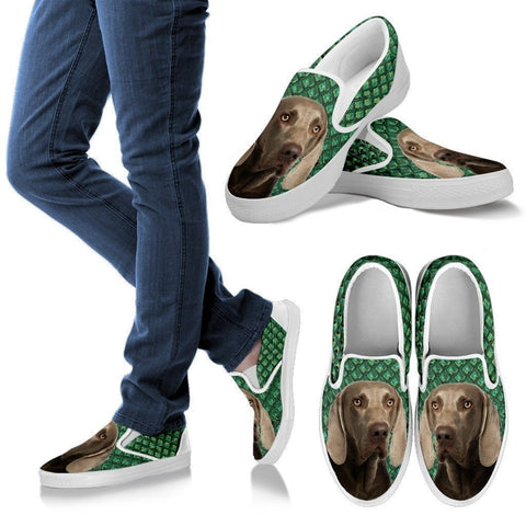 Weimaraner Dog Print Slip Ons For Women-Express Shipping