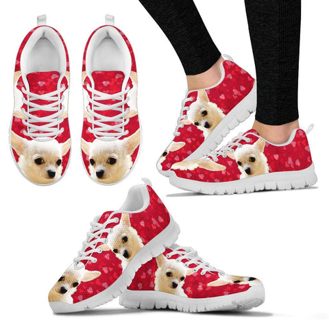 Valentine's Day Special-White Chihuahua On Red Print Running Shoes For Women-Free Shipping