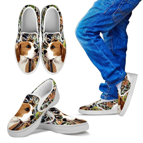 Amazing Beagle Dog Print Slip Ons For Kids-Express Shipping