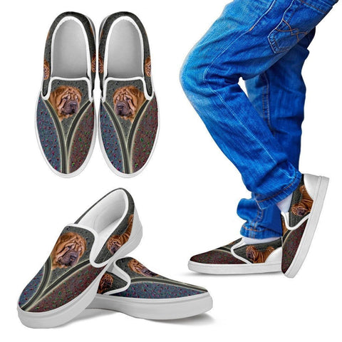 Shar Pei Dog Print Slip Ons For Kids-Express Shipping