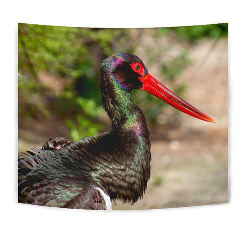 Black Stork Bird Print Tapestry-Free Shipping