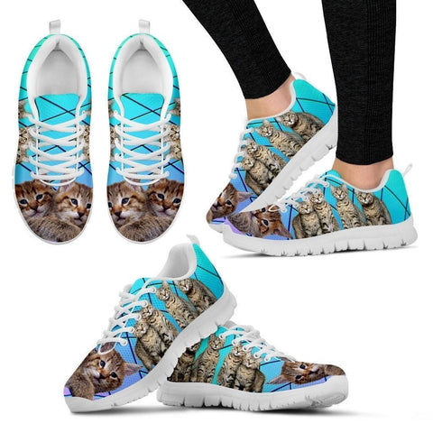 Pixie-Bob Cat Print(White/Black) Running Shoes For Women-Free Shipping