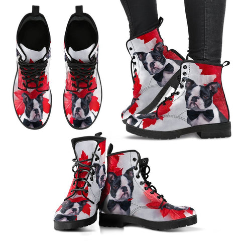 Valentine's Day Special Boston Terrier On Red Print Boots For Women-Free Shipping