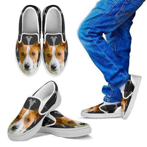 Basenji Print Slip Ons For Kids- Express Shipping