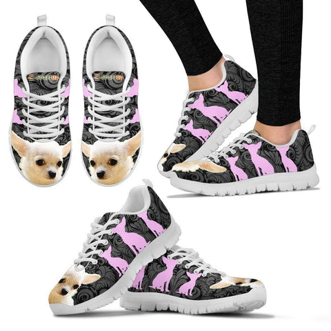 Chihuahua On Black-Women's Running Shoes-Free Shipping