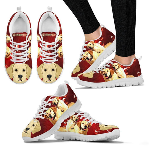 Labrador Retriever On Red-Women's Running Shoes-Free Shipping