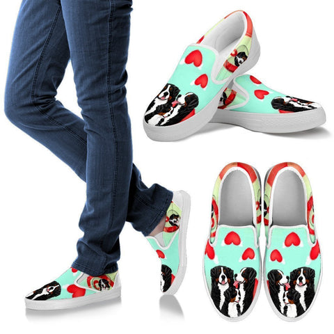 Valentine's Day Special-Bernese Mountain Dog Print Slip Ons For Women-Free Shipping-Paww-Printz-Merchandise