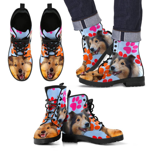 Shetland Sheepdog Print Boots For Men-Free Shipping