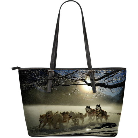 Sled Dog Large Leather Tote Bag