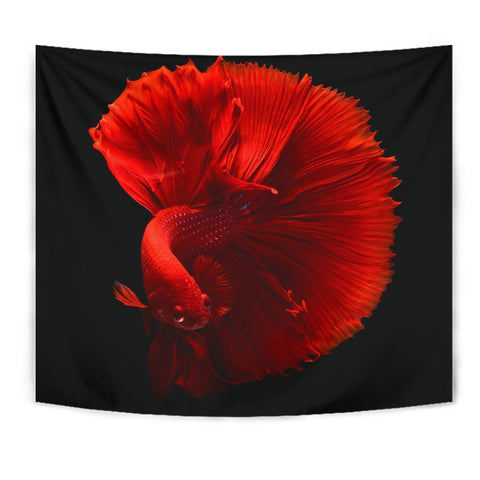 Red Siamese Fighting Fish (Betta Fish) Print Tapestry-Free Shipping