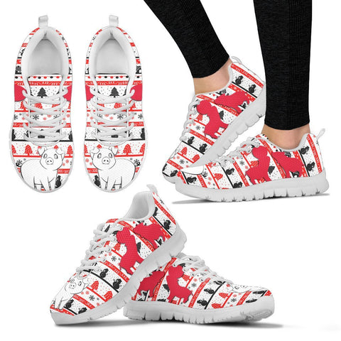 Kunekune Pig Print Christmas Running Shoes For Women- Free Shipping