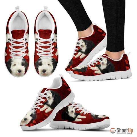 Old English Sheepdog Print Sneakers For Women(White)- Free Shipping
