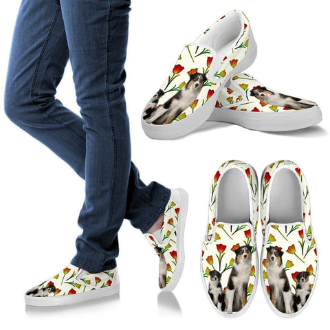 Australian Shepherd Dog Print Slip Ons For Women-Express Shipping